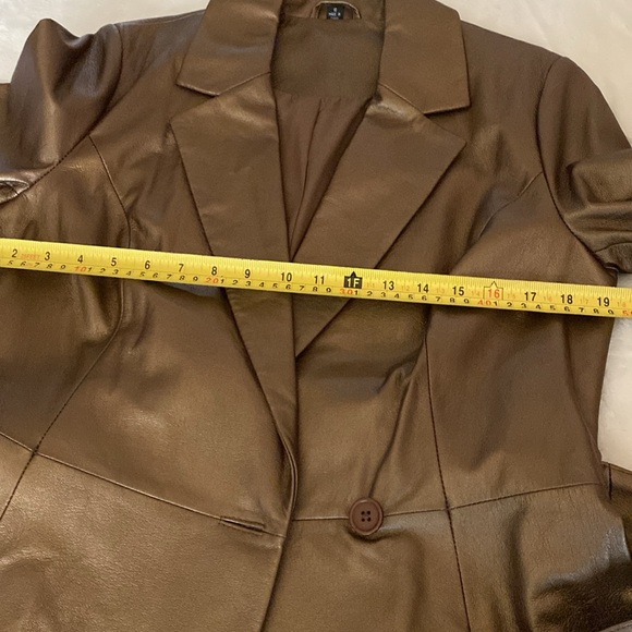 EUC Vintage Stunning Bronze Leather Trench Coat Blazer🌸Pristine Condition Sz 10 - Picture 13 of 15